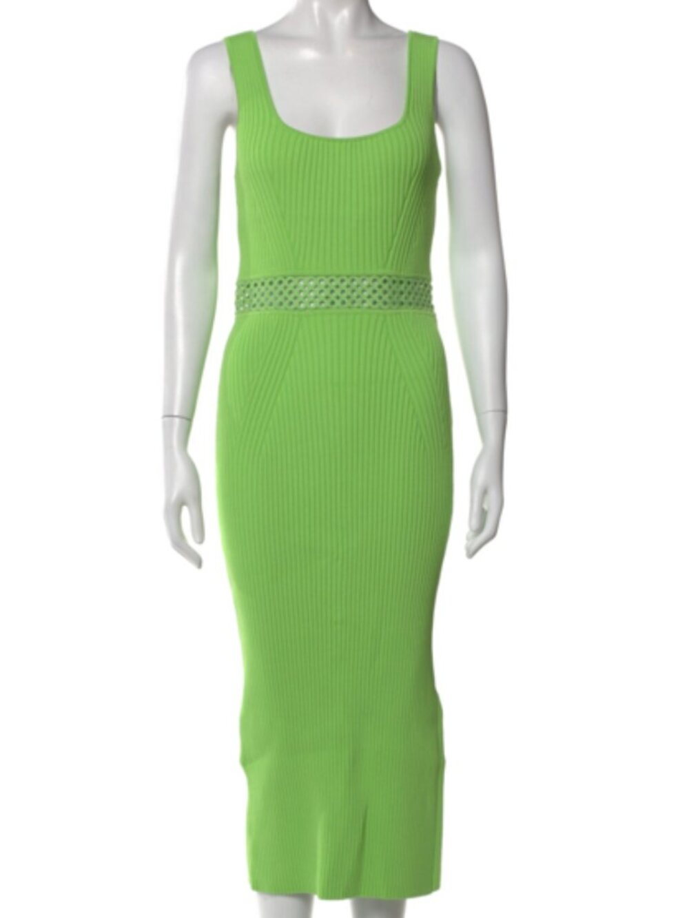 House of Harlow 1960 Ribbed Knit Crochet Midi Dress - Lime Green